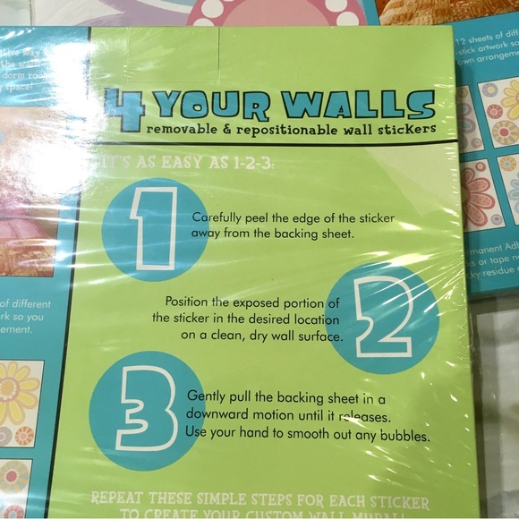 💝 Removable & repositionable wall stickers 💝 pastel flower design 12x12 sheets - Picture 6 of 7